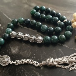 Yosunlu Akik Taşı 33’lü Tesbih | Kişiselleştirilebilir Doğal Taş Tesbih