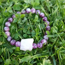 Ham Pembe Kuvarslı Lepidolit Bileklik 