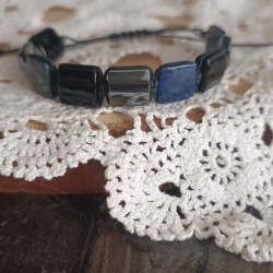 Hematit & Oniks & Lapis Lazuli Makrome Bileklik