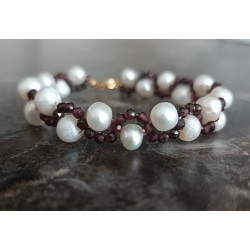 İnci & Granat( Lal) Bileklik