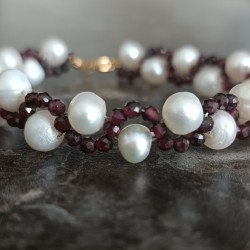 İnci & Granat( Lal) Bileklik