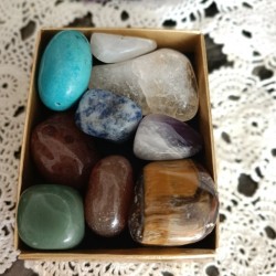 Doğal Taş 7'li Çakra Tamburlanmış Kütle Seti