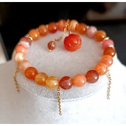 Balkabağı Aksearli Karnelyan Akik Bileklik 