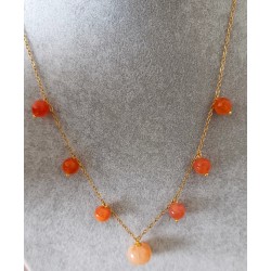 Balkabağı Akik Çelik Kolye 