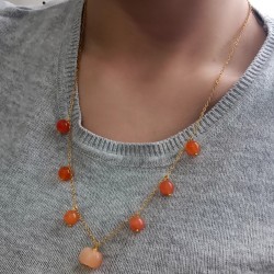 Balkabağı Akik Çelik Kolye 