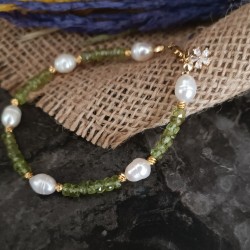 FASET RONDELE KESİM ZEBERCET ( PERİDOT) İNCİ BİLEKLİK