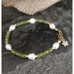 FASET RONDELE KESİM ZEBERCET ( PERİDOT) İNCİ BİLEKLİK