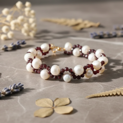 İnci & Granat( Lal) Bileklik