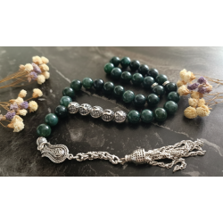 Yosunlu Akik Taşı 33’lü Tesbih | Kişiselleştirilebilir Doğal Taş Tesbih