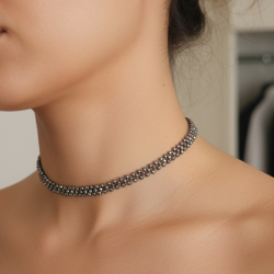 Minimal Hematit Choker Kolye 