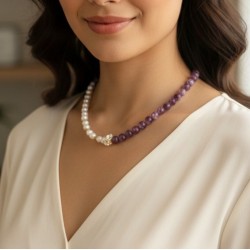 LEPİDOLİT & İNCİ KOLYE