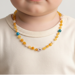 Bebek Kehribar Kolye | Orijinal Baltık Kehribarı – Güvenli Kilitli