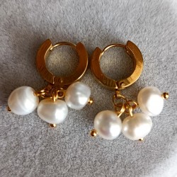 Sallantılı İnci Çelik Küpe 