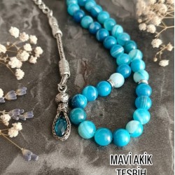 Mavi Akik Taşı 33’lü Tesbih