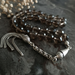 Facet Kesim Dumanlı Kuvars 33’lü Tesbih – 10 mm Doğal Taş