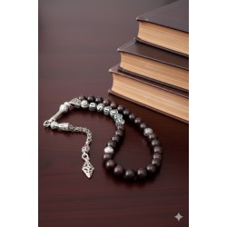 Kişiye Özel Garnet Tesbih – İsim ve Harf Yazılabilir, Kurt ve Ay Yıldız Püsküllü 33’lü