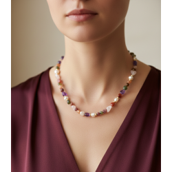 Gerçek İnci & Renkli Doğal Taş Kolye | El Yapımı Zamansız Tasarım