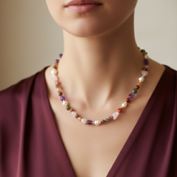 Gerçek İnci & Renkli Doğal Taş Kolye | El Yapımı Zamansız Tasarım