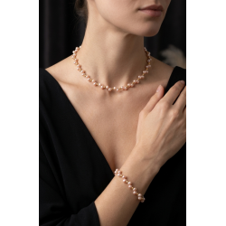 İnci Kolye Bileklik Seti – Somon Tatlı Su İncili Çelik Detaylı Zarif Tasarım