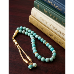 Amazonit Taş Tesbih Gold İmameli 33’lü Doğal Taş Tesbih | Şifa & Denge Enerjisi