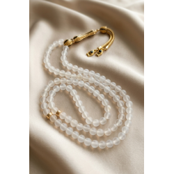 Selenit Taşı 99’lu Tesbih Gold İmameli ve Püsküllü – Doğal Taş Arındırıcı Enerji Tesbihi