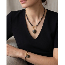 Akik Kolye Bileklik Seti – Rondela Kesim Hint Akik Yosunlu Akik Kalp Uçlu Gold Tasarım