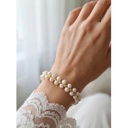 İnci Bileklik – Doğal Tatlı Su İncili Çelik Dorika Detaylı Minimal Örgü Bileklik