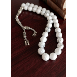 Kişiye Özel Havlit Tesbih 33’lü Faset Kesim – Gold İmameli 2 Harf İsimli Püskül, Büyük Boy Doğal Taş Tesbih