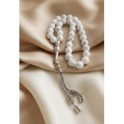 Kişiye Özel Havlit Tesbih 33’lü Faset Kesim – Gold İmameli 2 Harf İsimli Püskül, Büyük Boy Doğal Taş Tesbih