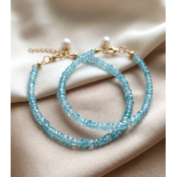 Heishi Kesim Apatit Doğal Taş Bileklik – İnci Sallantılı Minimal Tasarım, Çelik Aparatlı El Yapımı Kadın Bilekliği