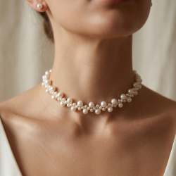 Gerçek İnci Kolye – Doğal Tatlı Su İnci Kümesi Tasarım Zarif Choker