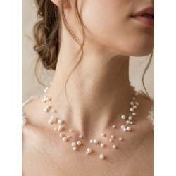 İnci Kolye – 4 Katmanli Hayalet Tasarım Doğal İnci Gelin Kolyesi