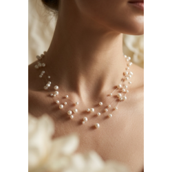 İnci Kolye – 4 Katmanli Hayalet Tasarım Doğal İnci Gelin Kolyesi