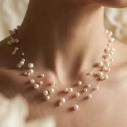 İnci Kolye – 4 Katmanli Hayalet Tasarım Doğal İnci Gelin Kolyesi