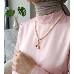 İnci Kolye – 8 mm Arpa Tatlı Su İncili Çelik Klipsli Charm Takılabilir Kolye (50 cm )
