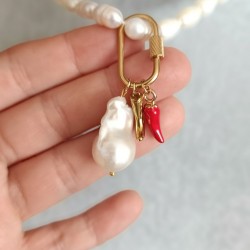 Charm Seti – Çelik Vidalı Kilit Çizme Biber Barok İnci ve Balık Charm Kolye Ucu Seti