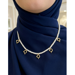 İnci Kolye – 3 mm Doğal İnci 5 Fermuar Kilitli Minimal Tasarım