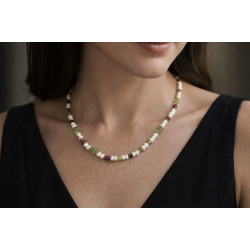 Peridot ve Turmalin Doğal Taşlı İnci Kolye 