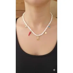 Minimal Gerçek İnci Charmlı Kolye 