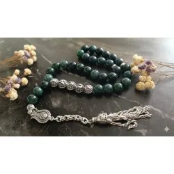 Yosunlu Akik Taşı 33’lü Tesbih | Kişiselleştirilebilir Doğal Taş Tesbih