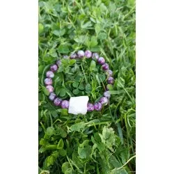 Ham Pembe Kuvarslı Lepidolit Bileklik 