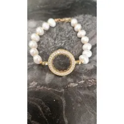 Çeyrek Aparatlı Gerçek İnci Bileklik 