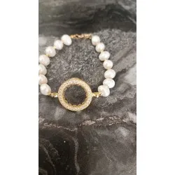 Çeyrek Aparatlı Gerçek İnci Bileklik 