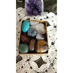 Doğal Taş 7'li Çakra Tamburlanmış Kütle Seti