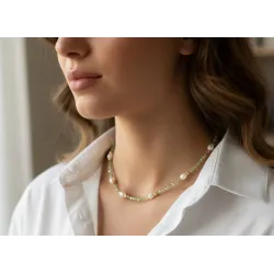 Minimal Peridot İnci Kolye