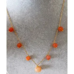 Balkabağı Akik Çelik Kolye 