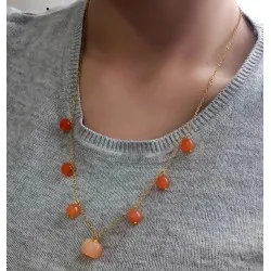 Balkabağı Akik Çelik Kolye 