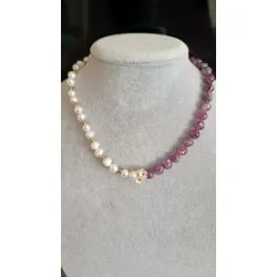 LEPİDOLİT & İNCİ KOLYE