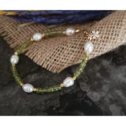 FASET RONDELE KESİM ZEBERCET ( PERİDOT) İNCİ BİLEKLİK