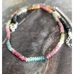 Karpuz Turmalin Rondela Faset Kesim Kolye – Doğal Taş El Yapımı